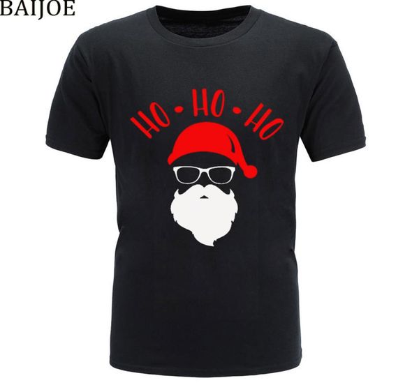 

2021 new christmas cute cartoon santa ho ho ho tshirt men funny clothing christmas soft and comfortable homme tee6513481, White;black