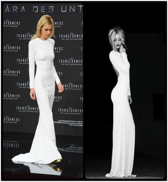 

flattering long sleeves white evening dresses sheath spandex backless long dresses evening wear 2016 079554, Black;red