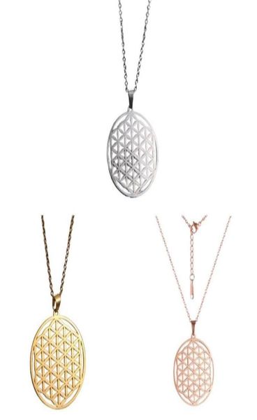 

chains fashion women vintage flower of life pendant sacred geometry silver chain necklace86319036801504