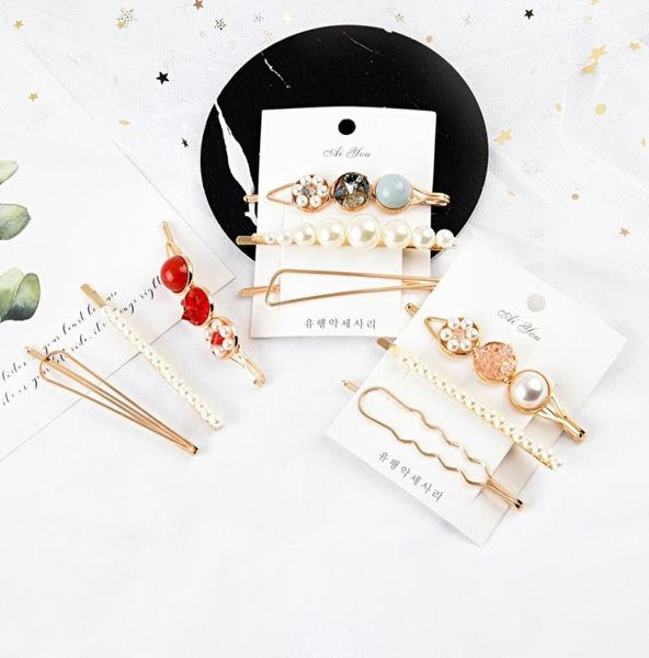 

3pcsset metal pearl acrylic baby girls headclips safety hair clips pins kids headwear infant cute po hair accessories 6cm2535601, Slivery;white