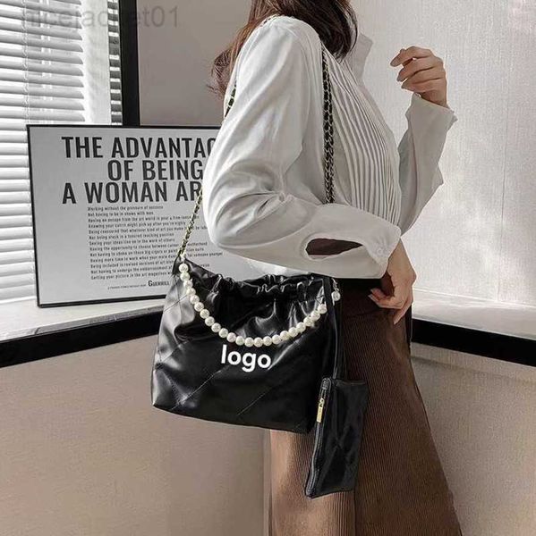 

2023 designer channel women bag garbage bag small bag fashionable small crowd lingge chain crossbody bag pearl bucket bag