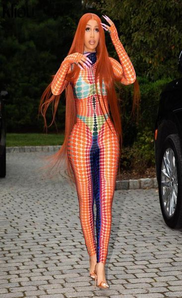 

women039s plus size pants kliou multicolor polka dot print jumpsuits women fashion mock neck long sleeve color blocking skinny6691915, Black