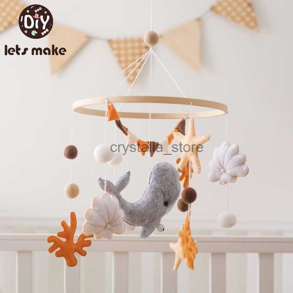 

wooden baby rattles soft felt sea animal whale scallop cloud hanging pendant bed bell crib montessori toys for kids gift hkd230817