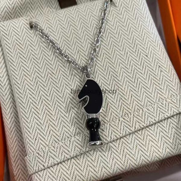 

designer necklace cavaiier men's and women's horsehead chess necklace hermz s925 sterling silver 18k gold plated couple pendant ch