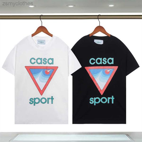

men's t-shirts good quality casablanca vintage t shirt seagull waves triangle printing men casablanca women short sleeve t-shirts fashi, White;black