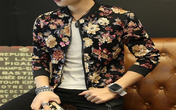 

men casual jacket autumn fashion floral bomber jacket plus size slim fit long sleeve coat male stand collar mens clothing 6xlm1241689, Black;brown