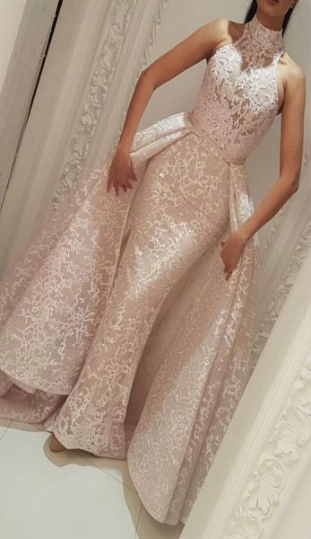 

trendy dubai muslim evening dresses prom 2019 mermaid detachable skirt lace islamic kaftan saudi arabic pageant party gowns robe d2089350, Black;red