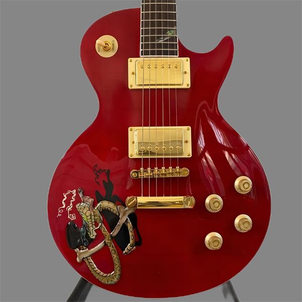 

new wholesale standard 6 string tiger flame flame snake fingerboard electric guitar guitar factory, red, 588
