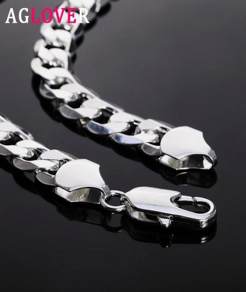 

aglover 925 sterling silver cuban chain 12mm 18202224262830 inch side chain necklace for woman man fashion jewelry gift8652515