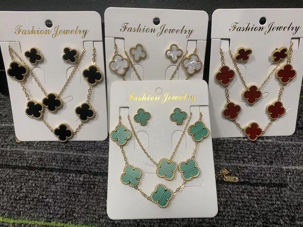 

fashion high-quality temperament four-leaf clover pendant necklace suit women's new fashion design feeling necklace personality necklac, Black