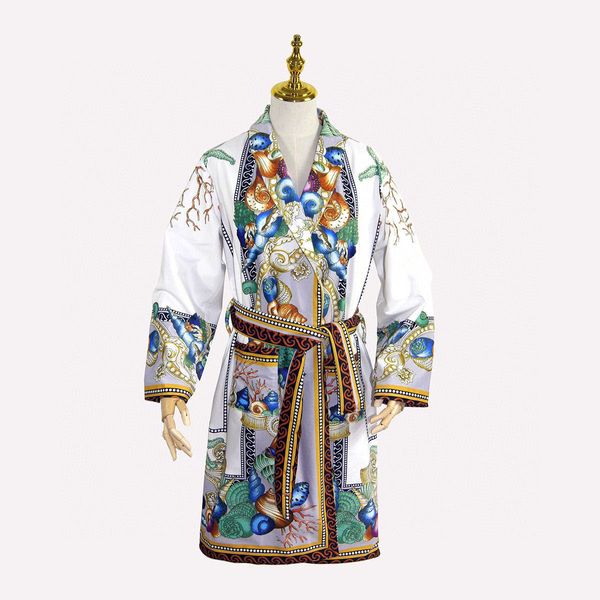 

jacquard sleepwear gown vintage robe with waist belt womens mens winter bath robes thick dressing gowns 7 color mens designer luxury classic