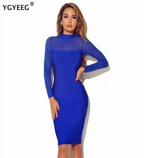 

ygyeeg new fashion women bodycon dess elegant mesh sheer long sleeve slim stretch ladies dresses party club vestidos streetwear15475808, Black;gray