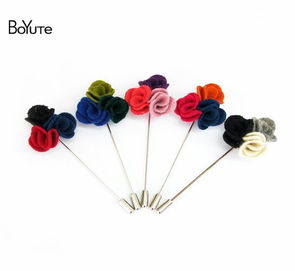 

boyute 10pcs 15 colors handmade fabric flower brooch whole fashion men wedding lapel pin for suit jewelry christmas ornament8848537, Gray
