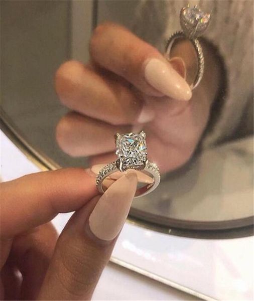 

sparkling new arrival luxury jewelry 925 sterling silver cushion shape white z cz diamond gemstones eternity party women weddi7308720, Slivery;golden