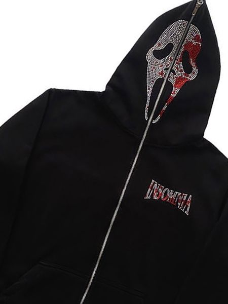 

men's hoodies sweatshirts big promotion y2k zip hoodie devil goth sweatshirt casual coat goth long sleeve jacket men's hoodie emo, Black