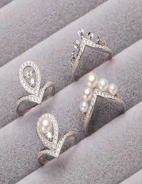 

designer rings pearl ring settings s925 sterling silver rings settings diy ring for women combination ring fine jewelry settings g1799980, Slivery;crystal