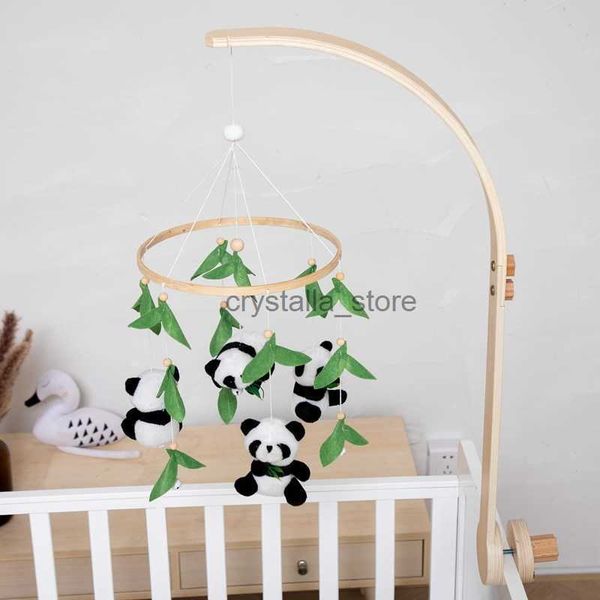 

0-12 wooden months baby soft felt panda bed bell toy mobiles crib bed bell hanging toys newborn educational toys for infant gift hkd230817