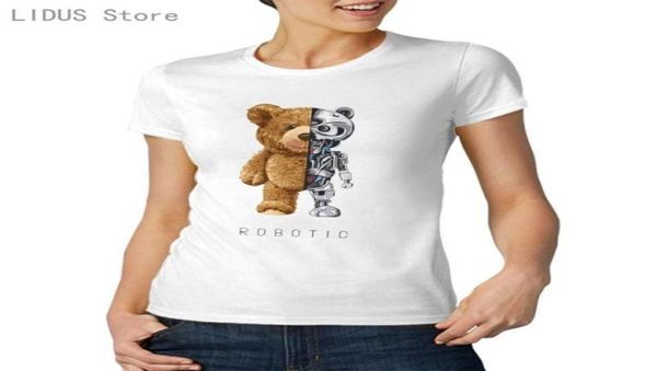 

spring and summer arrival soft fashion bear pattern printing casual sports short sleeve tshirt for woman tshirt tee women039s1946625, White