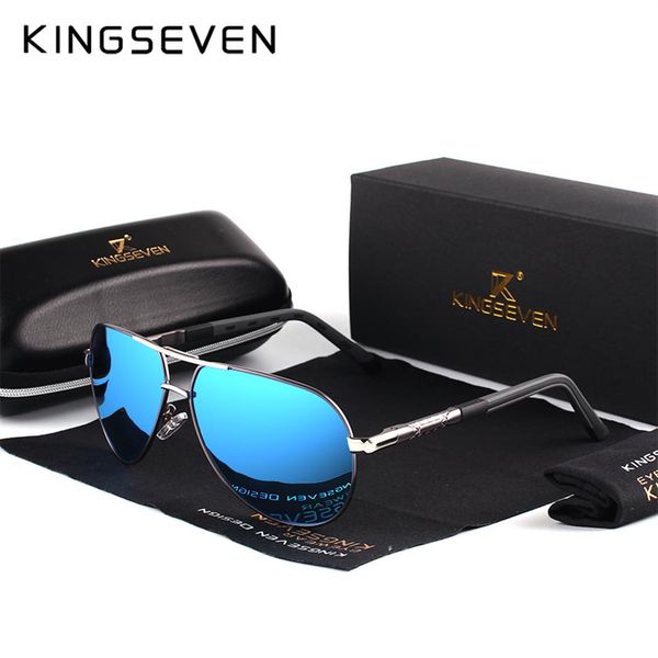 

whole- kingseven aluminum magnesium men's sunglasses polarized men coating mirror glasses oculos male eyewear accessories291g, White;black