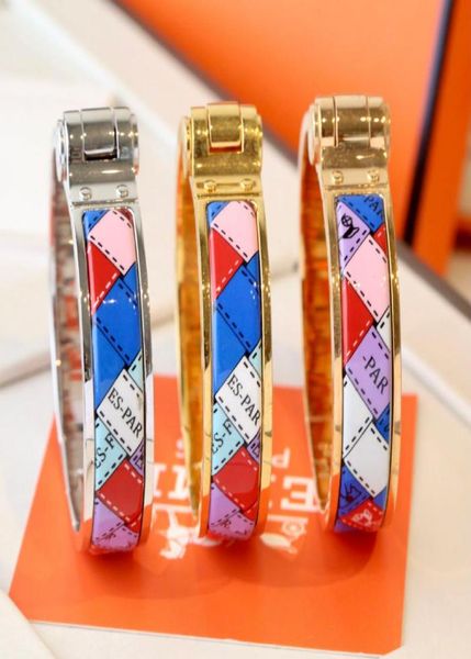 

enamel clic bangle for women charm bracelets 12mm small size snapfastener blue red pink enamel6653560, Golden;silver