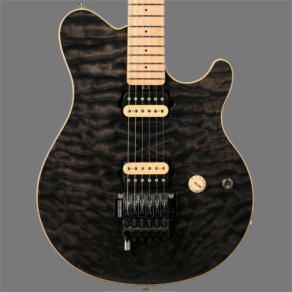 

ernie ball music man usa axis e vh tribute - floyd rose trans black quil electric guitar
