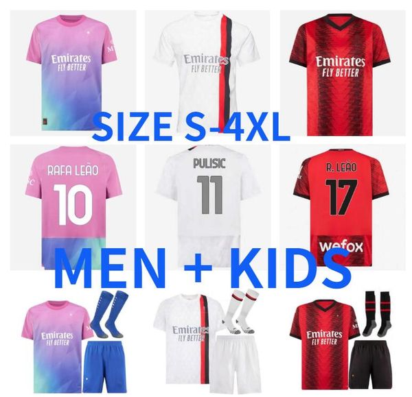 

23 24 ibrahimovic giroud soccer jerseys 2023 2024 theo brahim tonali romagnoli r.leao s.castillejo pulisic rafa leao football shirt ac milan, Black;yellow