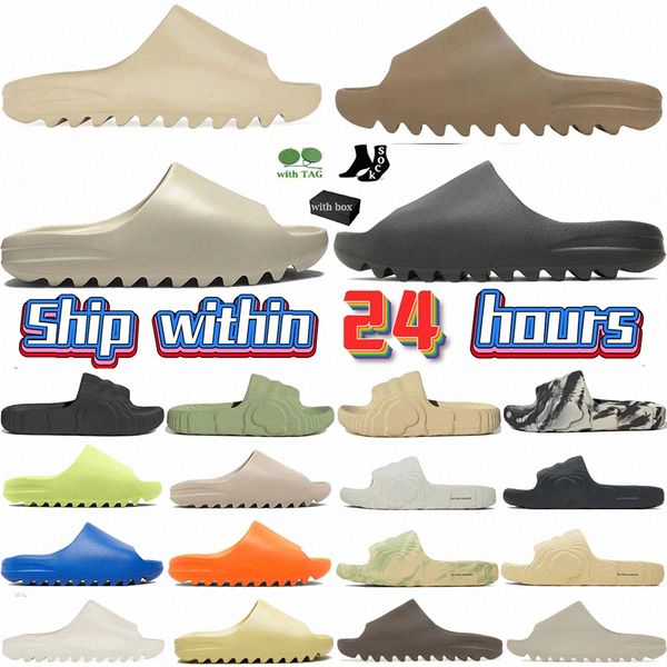 

designer women mens slides slippers yeezeies sandals kw onyx mx cinder sand bone resin stone sage black grey slide slipper men womens shoes
