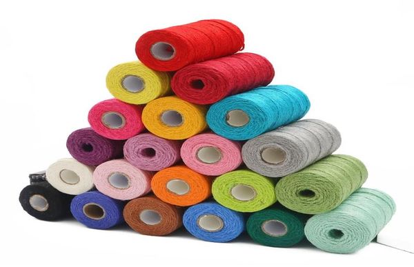 

yarn 100m natural jute twine burlap string rope party wedding gift wrapping 15mm cords thread diy craft decor for home4452913, Black;white