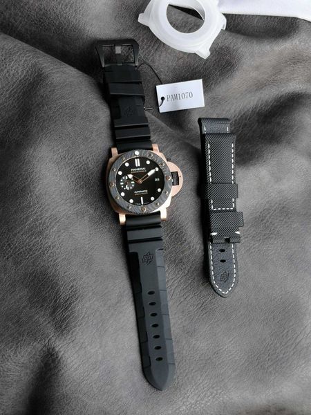 

goldtech orocarbo carbotech 18kt rose gold limited edition 500 pieces pam 1070 vs leisure disc watches series automatic mechanical fine stee, Slivery;brown