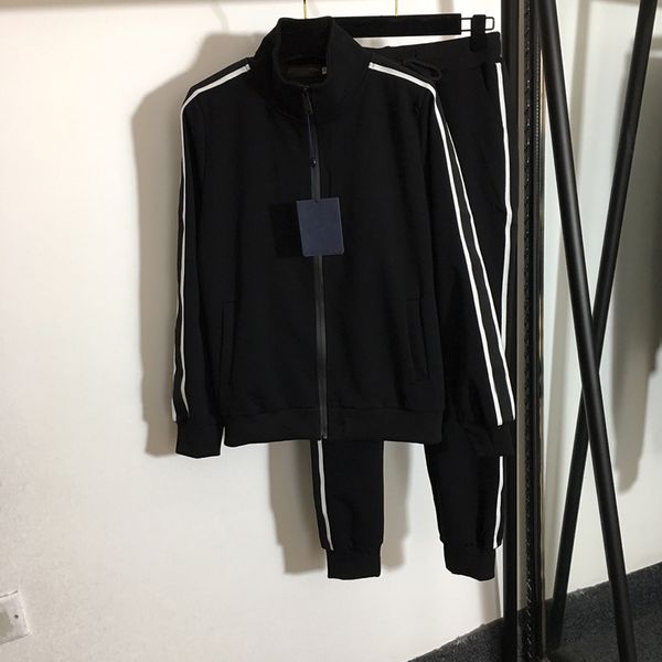 

fashion zipper jackets tracksuits cotton tracksuits 2 colors breathable coat pants trendy long sleeve tracksuits, Black