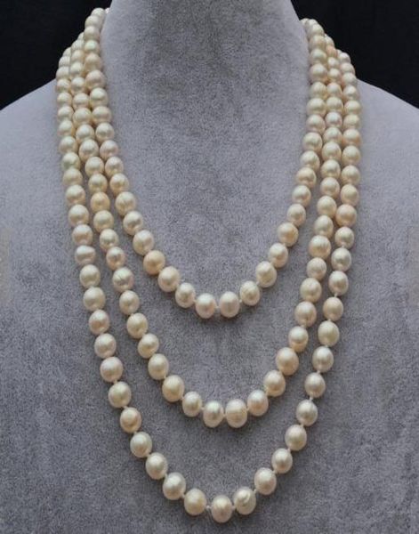 

new arriver white pearl jewellery72 inches 78mm genuine freshwater pearl necklace8457426, Black
