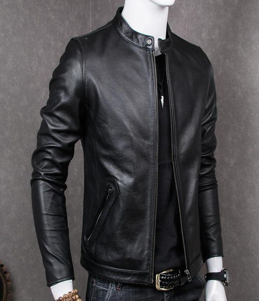 

fashiongenuine leather jacket men sheepskin coat for men plus size real cow leather jackets chaqueta cuero hombre mt681 kj22834289708, Black
