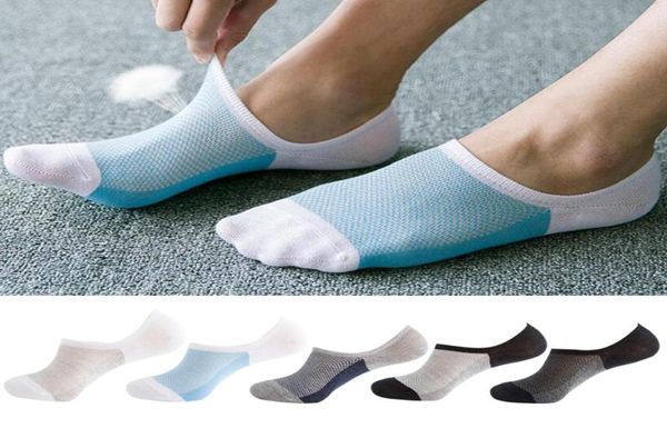 

5 pairs nonslip socks solid mesh invisible ankle sock summer breathable thin mens boat socks8097382, Black