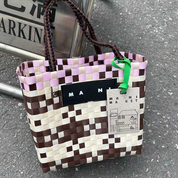 

street trend colored vegetable basket large capacity lightweight weaving shoulder strap handbag 23bags
