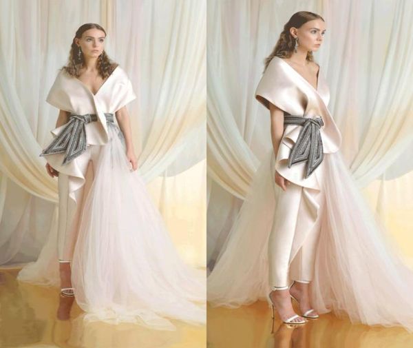 

2019 azziosta evening dresses tulle ankle length women jumpsuit off the shoulder light pink prom dress party wear custom made for3242059, Black;red