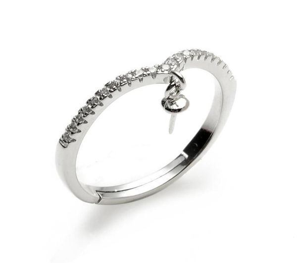 

dangle ring semi mount clear cubic zirconia paved 925 sterling silver pearl jewellery settings 5 pieces1567997, Slivery;crystal