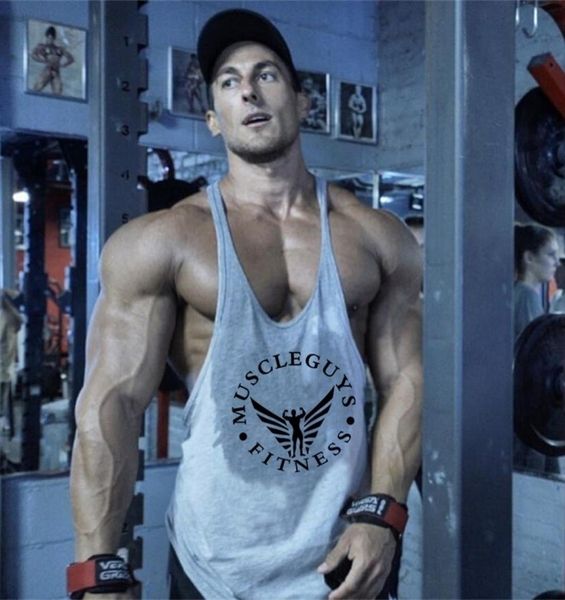 

muscleguys gym stringers mens tank sleeveless shirttank bodybuilding and fitness men039s gyms singlets workout clothe4858123, White;black