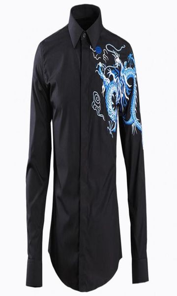 

men039s casual shirts mens luxury blue embroidery long sleeve dress fashion slim fit man plus size 4xl men7493008, White;black