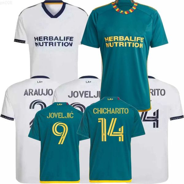 

2023 2024 la soccer jerseys player and fans version chicharito d.costa joveljic brugman riqui puig boyd 23 24 football men kids shirts, Black;yellow