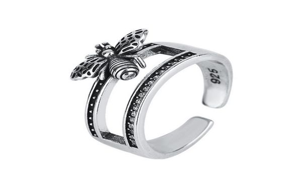 

women vintage bee open ring retro insect finger rings for gift party fashion jewelry whole 1506478, Silver