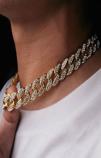 

mens iced out chain hip hop jewelry necklace bracelets rose gold silver miami cuban link chains necklace1902611