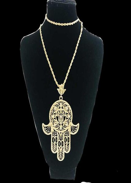 

new vintage brand design gold luck hamsa pendants necklace lucky fatima hand palm3356766, Silver
