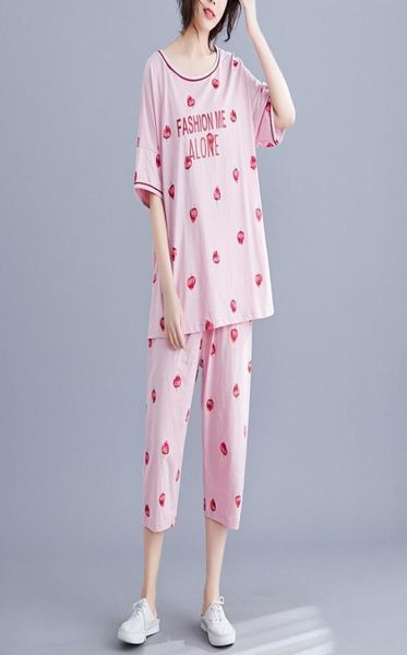 

plus cherry heart print ruffle trim sleep tee shorts b5cd27769327448123, Black;white