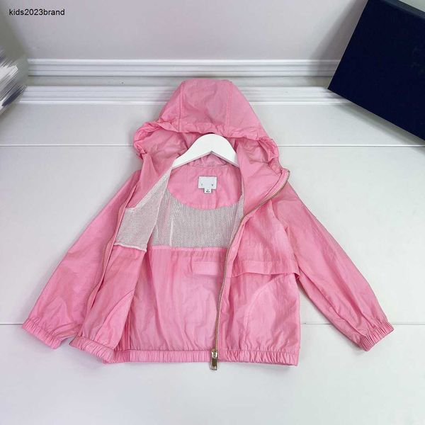 

designer baby clothes fashion kids hooded sunscreen jacket size 100-160 cm lovely pink child coat june27, Blue;gray
