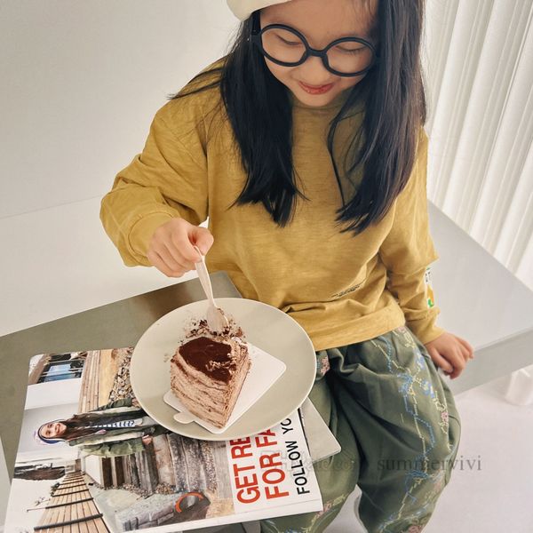 

kids letter dog embroidery patch t-shirts boys girls round collar long sleeve tees 2023 autumn children all-matching casual z3538v, Blue