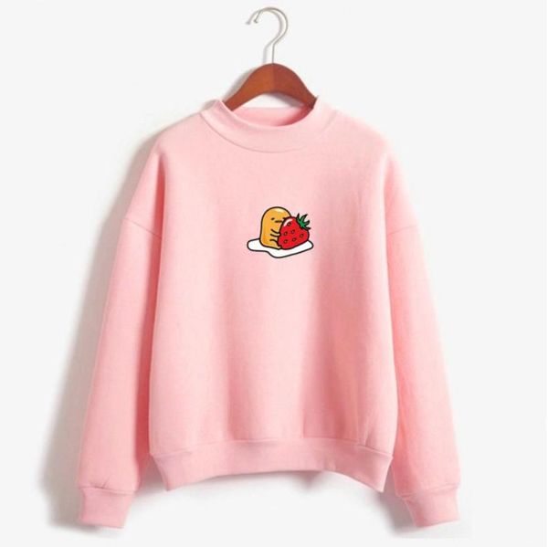 

kawaii cute strawberry gudetama hoodie print harajuku sweatshirt lazy egg fleece pullover hoodie autumn hoodie sweatshirt y2009153073426, Black