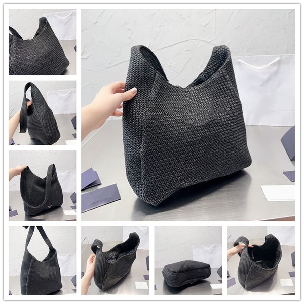 

straw totes bag letter shopping bags canvas leather designer stripes woven straw knitting handbags summer beach shoulder bags large mini cas