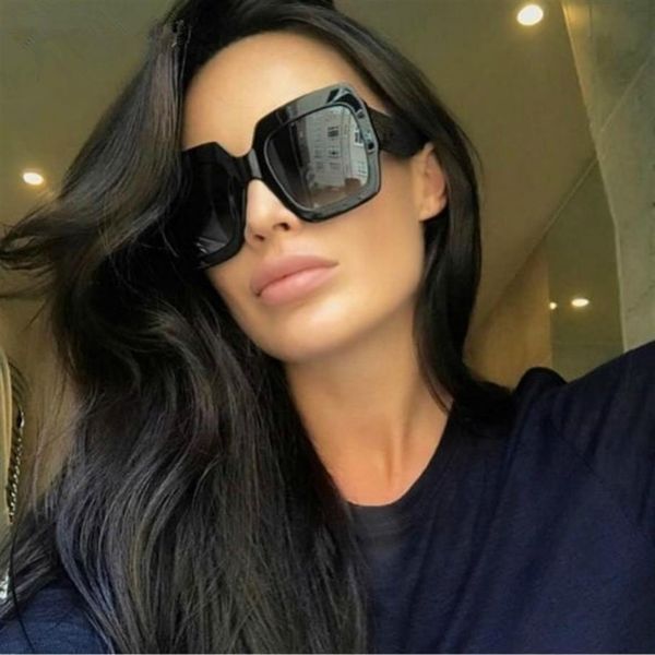 

083s 008 54mm oversized square black women sunglasses new with tags box mixed color glittered gradient oversized square sunglasses2747, White;black