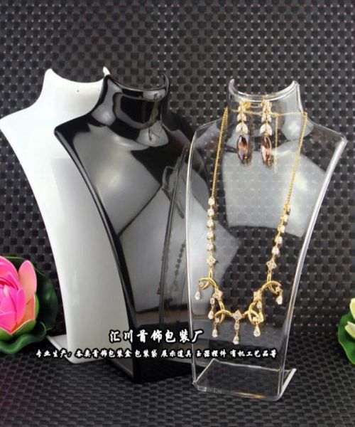 

fashion jewelry display bust acrylic storage box mannequin jewelry holder for earring hanging necklace stand holder doll4464852, Black;white