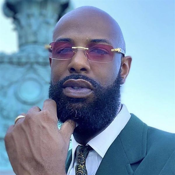 

fashion rimless small rectangle sunglasses women vintage clear ocean lens eyewear men red blue sun glasses shades uv400208a, White;black